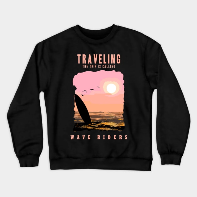 Wave Travel Crewneck Sweatshirt by Kams_store